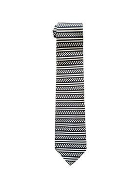 Valentino Silk Tie 58” Black And Tan Stripe Geometric Designer Made in Italy
